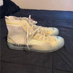 Translucent High-Top Sneakers with Text Detail off white converse collab the ten